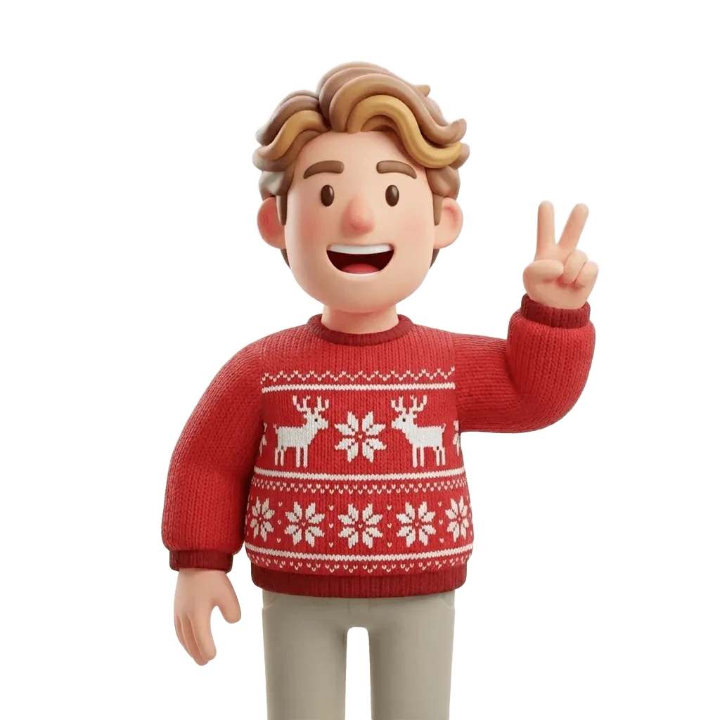 Christmas-themed illustration of Braeden