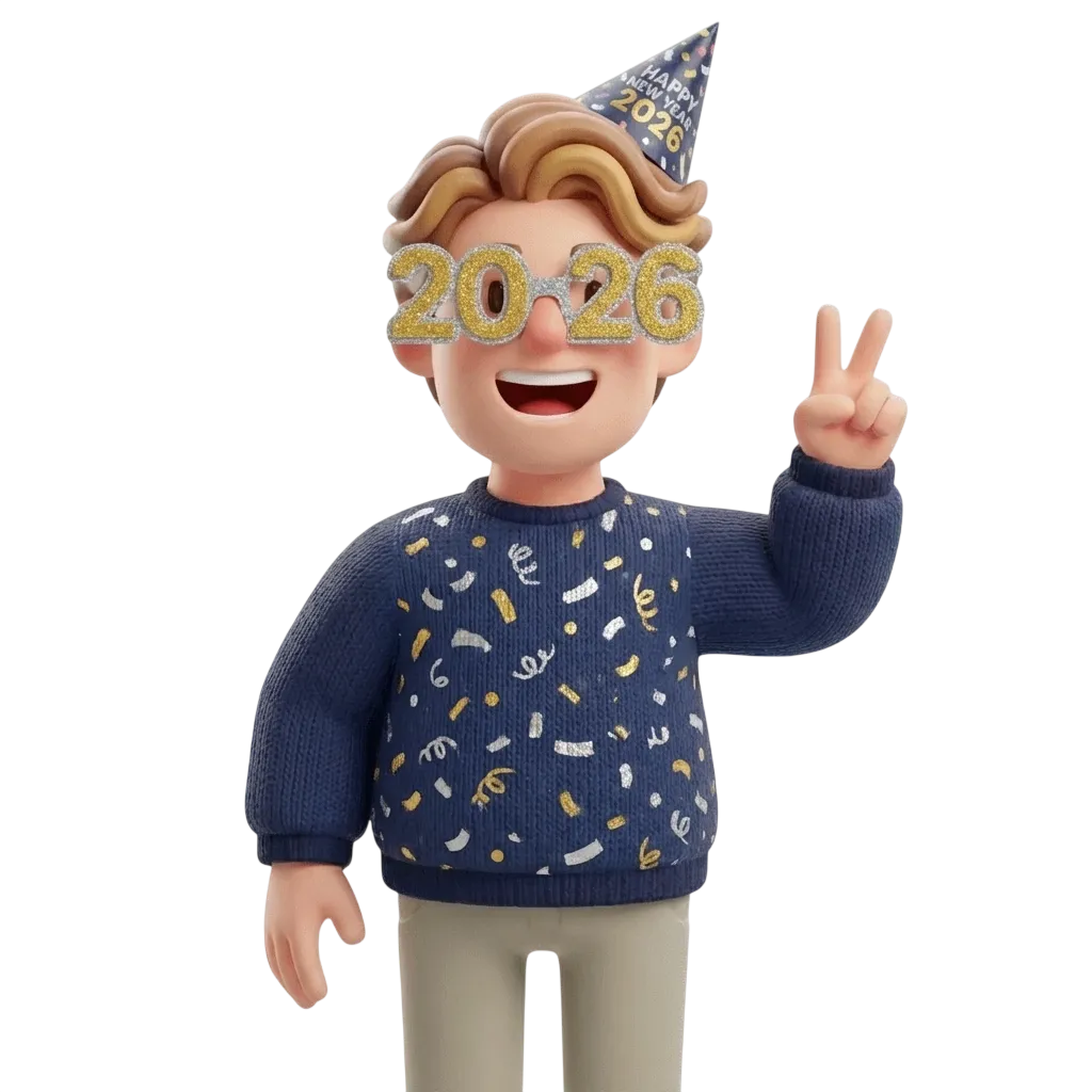 New Year-themed illustration of Braeden